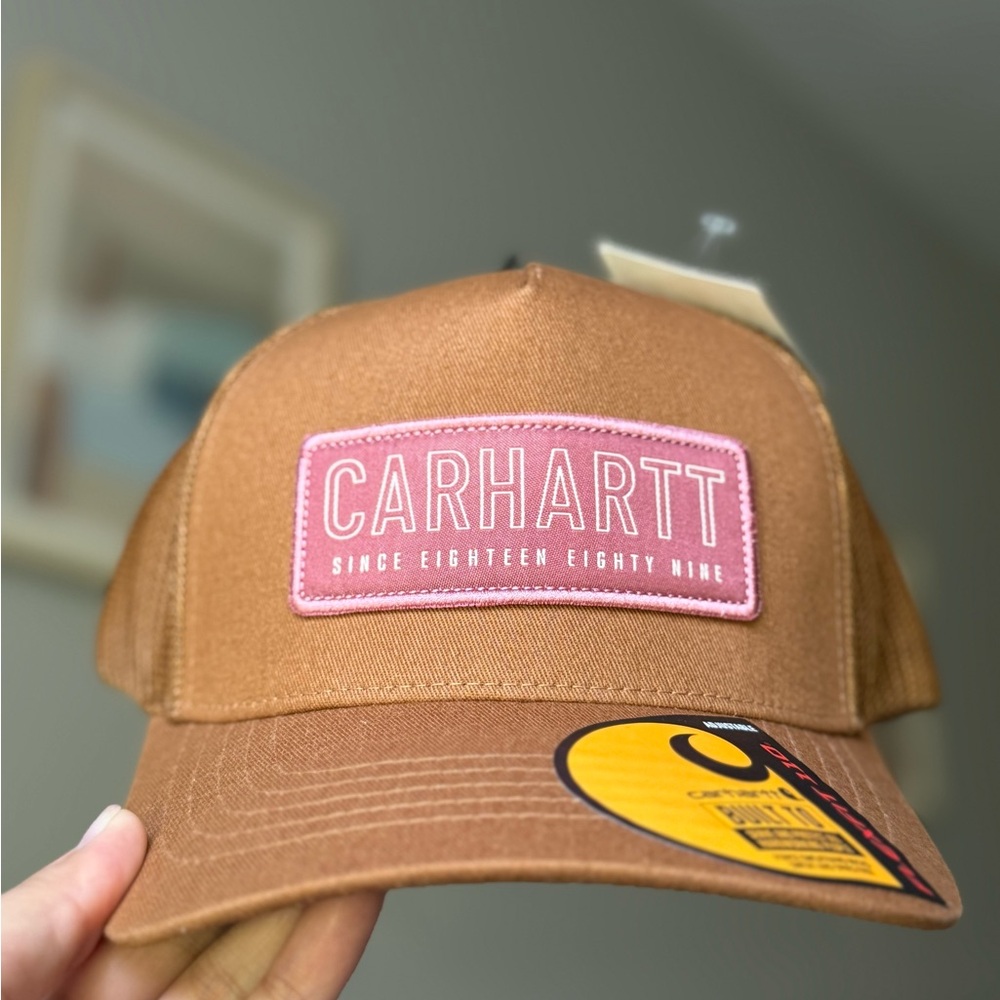 Carhartt Tan Hat with Pink Patch